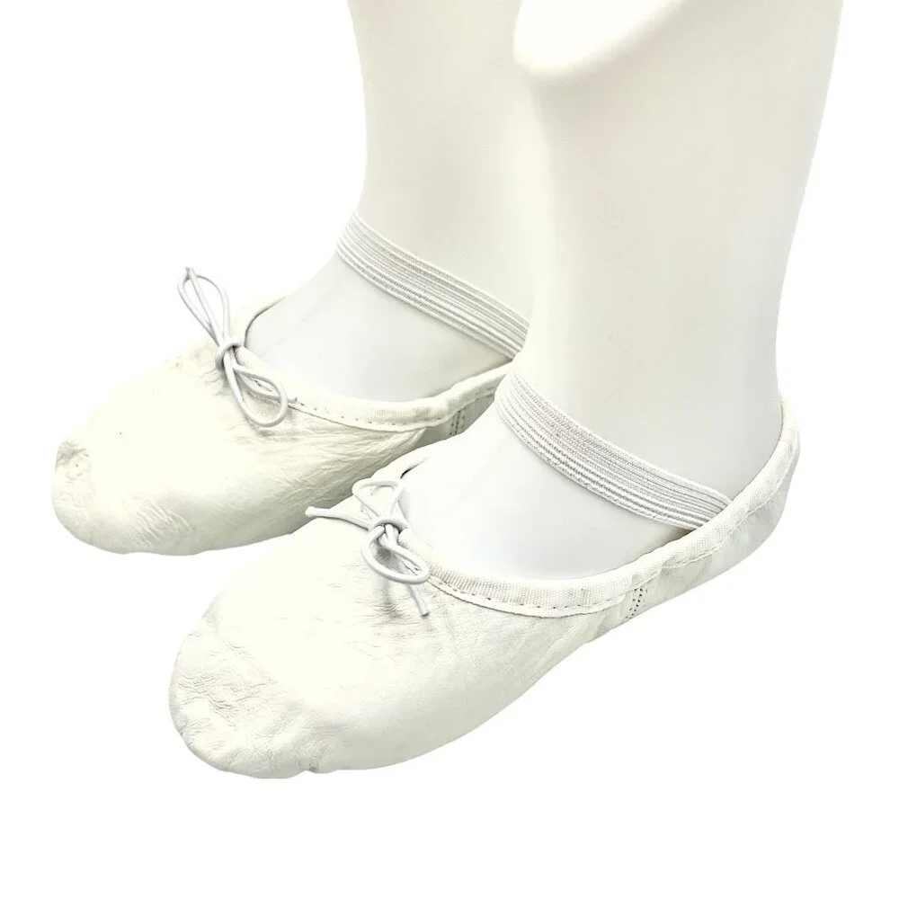 Childrens White Full Leather Ballet Shoes Dance Slippers Nyla Wedding Costume